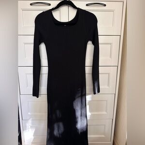 Ladies Women Uniqlo Black Long-sleeved Ribbed Dress Size XS
